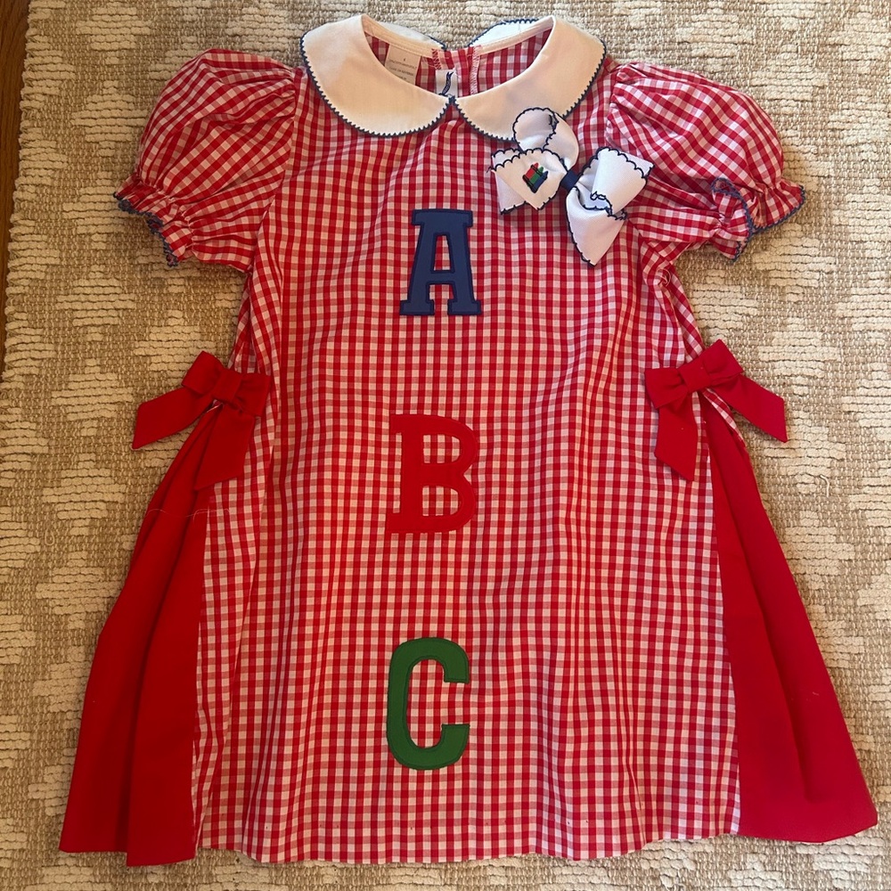 Red Gingham ABC Dress with Bows